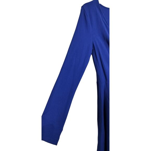 4278)Laksmi Blue Long Sleeve Wrap Knee Length Popover Dress Medium - Picture 3 of 9